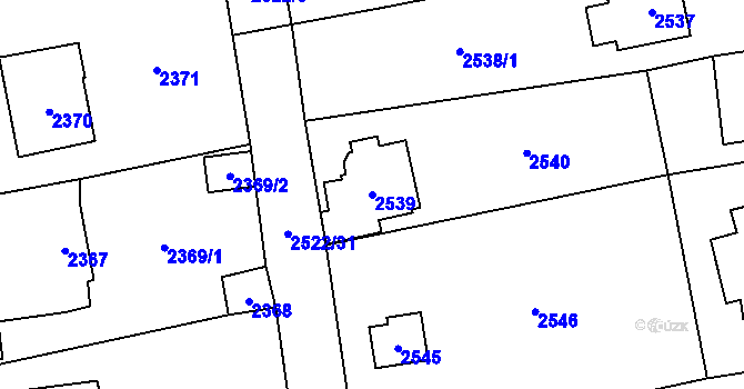 Parcela st. 2539 v KÚ Černošice, Katastrální mapa