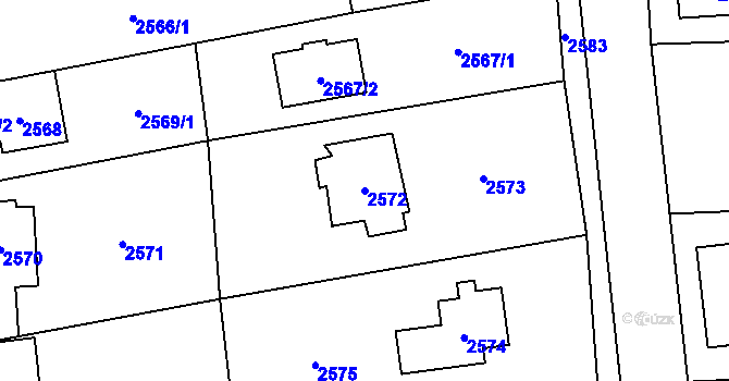 Parcela st. 2572 v KÚ Černošice, Katastrální mapa