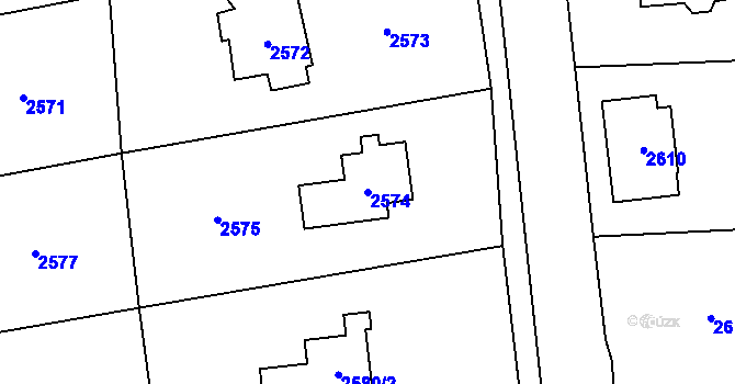 Parcela st. 2574 v KÚ Černošice, Katastrální mapa