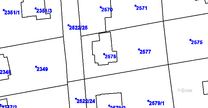Parcela st. 2576 v KÚ Černošice, Katastrální mapa