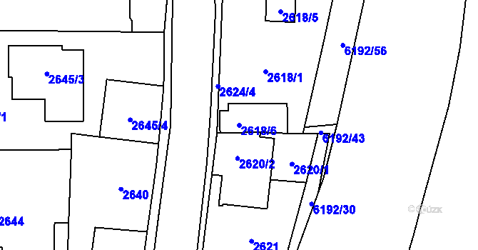 Parcela st. 2618/6 v KÚ Černošice, Katastrální mapa
