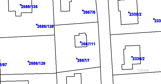 Parcela st. 2667/11 v KÚ Černošice, Katastrální mapa