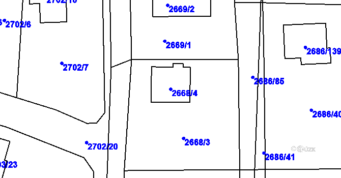 Parcela st. 2668/4 v KÚ Černošice, Katastrální mapa
