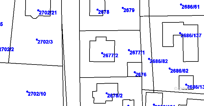 Parcela st. 2677/2 v KÚ Černošice, Katastrální mapa