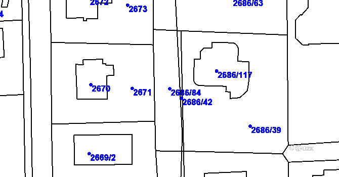 Parcela st. 2686/84 v KÚ Černošice, Katastrální mapa