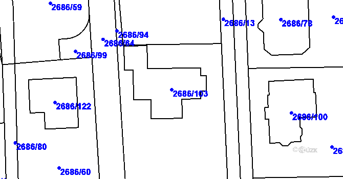 Parcela st. 2686/103 v KÚ Černošice, Katastrální mapa