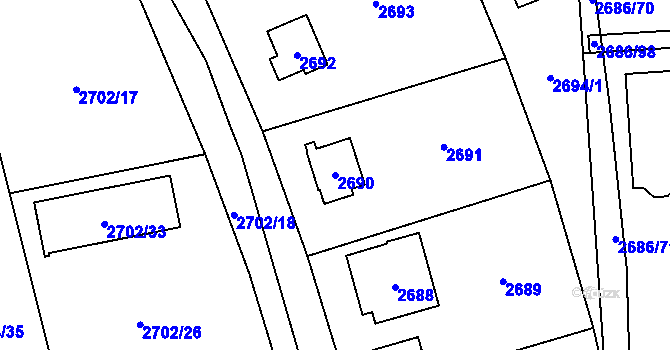 Parcela st. 2690 v KÚ Černošice, Katastrální mapa