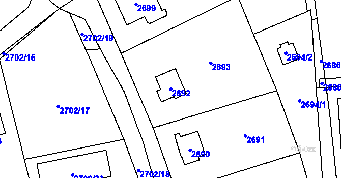 Parcela st. 2692 v KÚ Černošice, Katastrální mapa