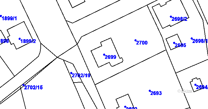 Parcela st. 2699 v KÚ Černošice, Katastrální mapa