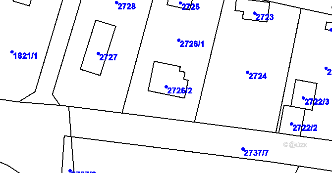Parcela st. 2726/2 v KÚ Černošice, Katastrální mapa