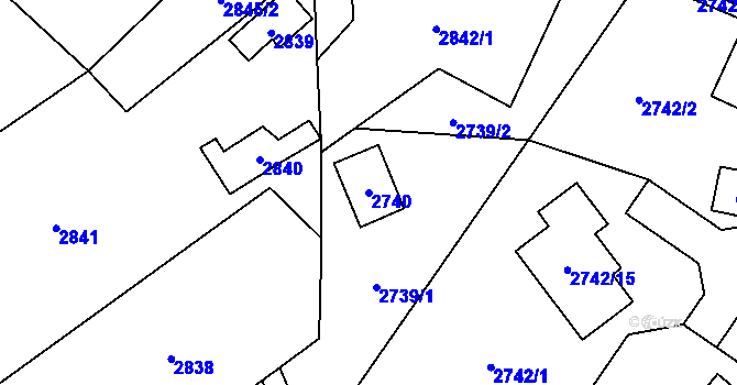 Parcela st. 2740 v KÚ Černošice, Katastrální mapa