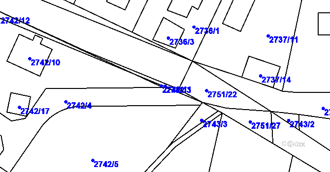 Parcela st. 2742/3 v KÚ Černošice, Katastrální mapa