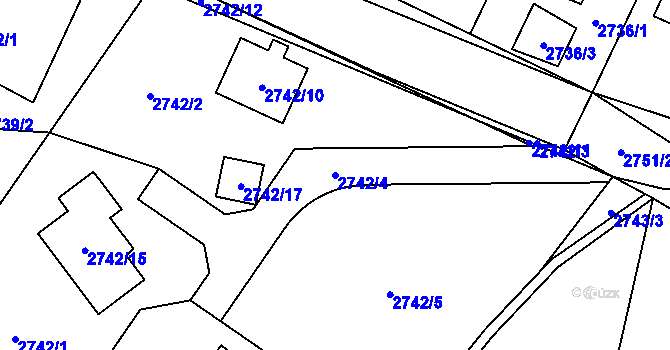 Parcela st. 2742/4 v KÚ Černošice, Katastrální mapa
