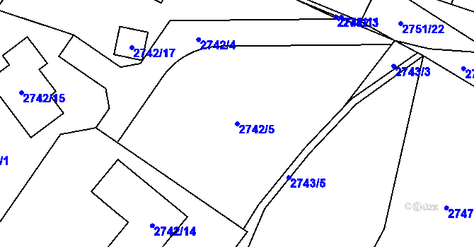 Parcela st. 2742/5 v KÚ Černošice, Katastrální mapa