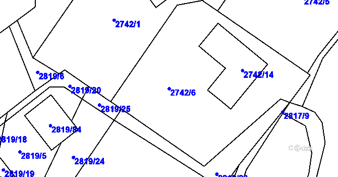 Parcela st. 2742/6 v KÚ Černošice, Katastrální mapa
