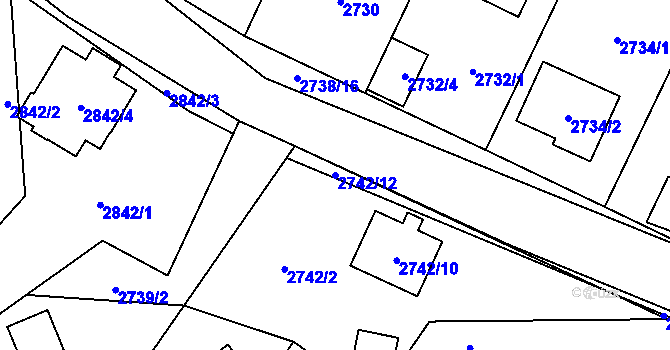 Parcela st. 2742/12 v KÚ Černošice, Katastrální mapa