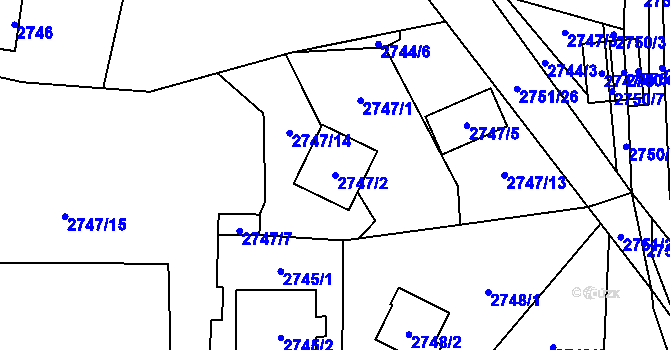 Parcela st. 2747/2 v KÚ Černošice, Katastrální mapa