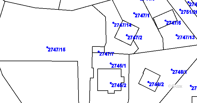 Parcela st. 2747/7 v KÚ Černošice, Katastrální mapa