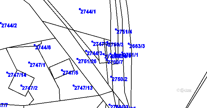 Parcela st. 2747/8 v KÚ Černošice, Katastrální mapa