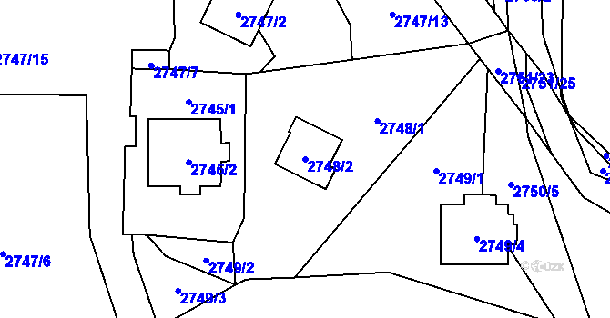 Parcela st. 2748/2 v KÚ Černošice, Katastrální mapa