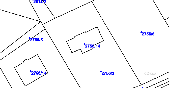 Parcela st. 2756/14 v KÚ Černošice, Katastrální mapa