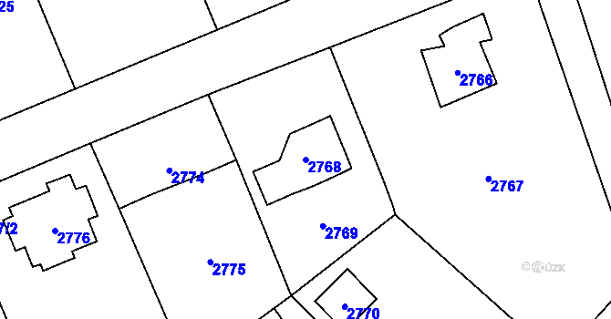 Parcela st. 2768 v KÚ Černošice, Katastrální mapa
