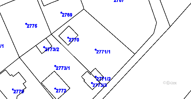 Parcela st. 2771/1 v KÚ Černošice, Katastrální mapa