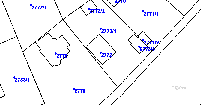 Parcela st. 2772 v KÚ Černošice, Katastrální mapa