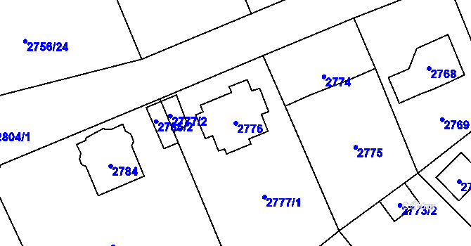 Parcela st. 2776 v KÚ Černošice, Katastrální mapa