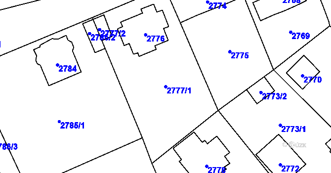 Parcela st. 2777/1 v KÚ Černošice, Katastrální mapa
