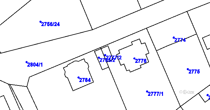 Parcela st. 2777/2 v KÚ Černošice, Katastrální mapa