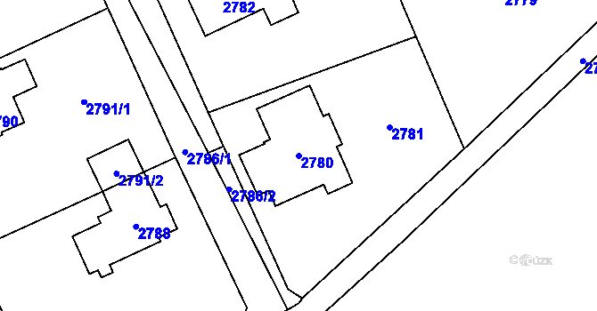 Parcela st. 2780 v KÚ Černošice, Katastrální mapa