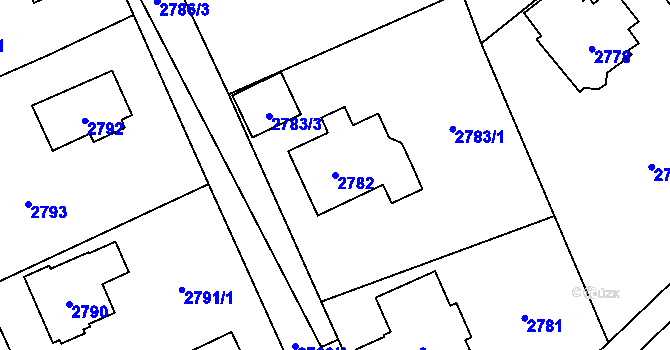 Parcela st. 2782 v KÚ Černošice, Katastrální mapa