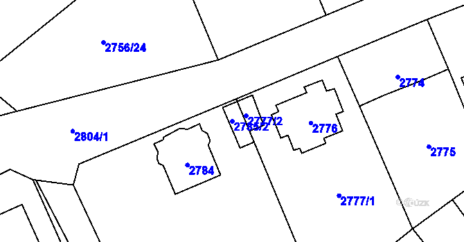 Parcela st. 2785/2 v KÚ Černošice, Katastrální mapa
