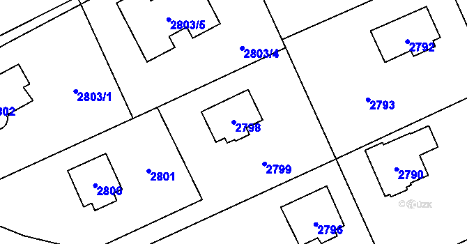Parcela st. 2798 v KÚ Černošice, Katastrální mapa
