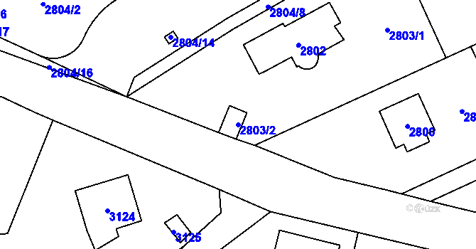 Parcela st. 2803/2 v KÚ Černošice, Katastrální mapa