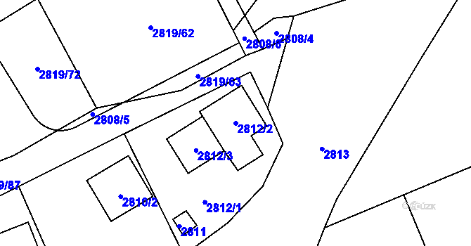 Parcela st. 2812/2 v KÚ Černošice, Katastrální mapa
