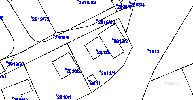 Parcela st. 2812/3 v KÚ Černošice, Katastrální mapa