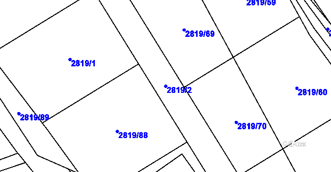 Parcela st. 2819/2 v KÚ Černošice, Katastrální mapa