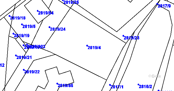 Parcela st. 2819/4 v KÚ Černošice, Katastrální mapa