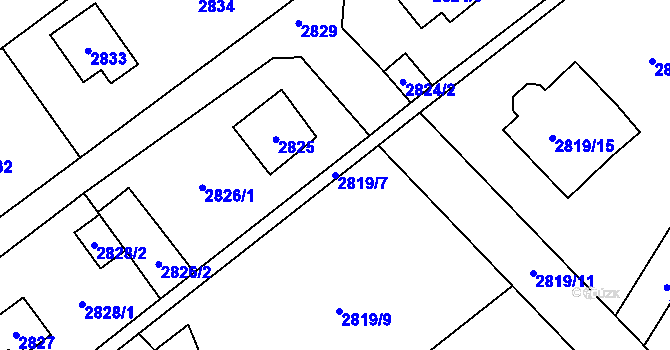 Parcela st. 2819/7 v KÚ Černošice, Katastrální mapa