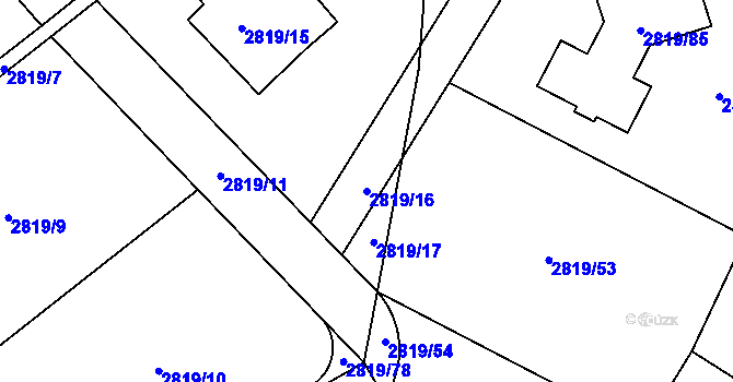 Parcela st. 2819/16 v KÚ Černošice, Katastrální mapa