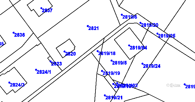 Parcela st. 2819/18 v KÚ Černošice, Katastrální mapa