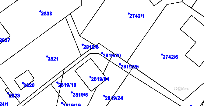 Parcela st. 2819/20 v KÚ Černošice, Katastrální mapa