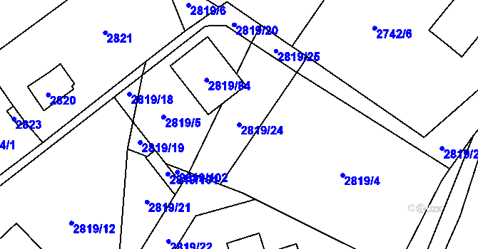 Parcela st. 2819/24 v KÚ Černošice, Katastrální mapa