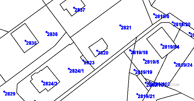Parcela st. 2820 v KÚ Černošice, Katastrální mapa