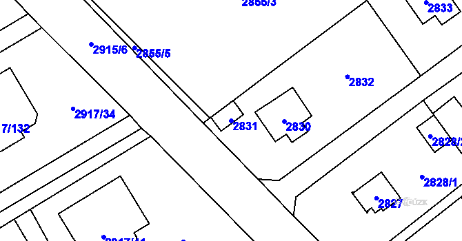 Parcela st. 2831 v KÚ Černošice, Katastrální mapa