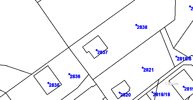 Parcela st. 2837 v KÚ Černošice, Katastrální mapa