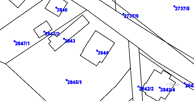 Parcela st. 2844 v KÚ Černošice, Katastrální mapa