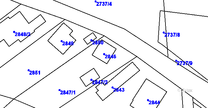 Parcela st. 2846 v KÚ Černošice, Katastrální mapa